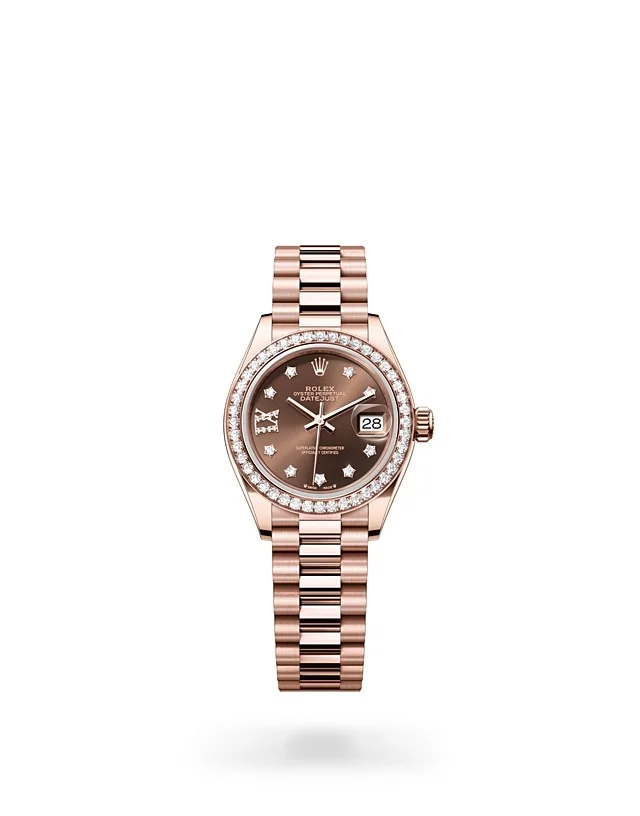 Rolex Lady-Datejust Oyster, 28 mm, Everose-Gold mit Diamanten - M279135RBR-0001 at Huber Fine Watches & Jewellery