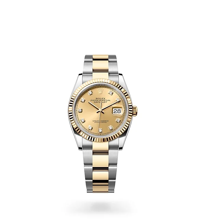 Rolex Datejust Oyster, 36 mm, Edelstahl Oystersteel und Gelbgold - M126233-0018 at Huber Fine Watches & Jewellery