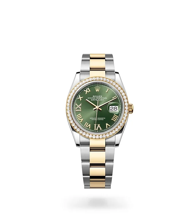 Rolex Datejust Oyster, 36 mm, Oystersteel, yellow gold and diamonds - M126283RBR-0012 at Huber Fine Watches & Jewellery