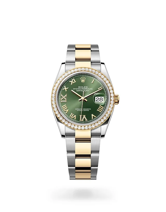 Rolex Datejust Oyster, 36 mm, Oystersteel, yellow gold and diamonds - M126283RBR-0012 at Huber Fine Watches & Jewellery