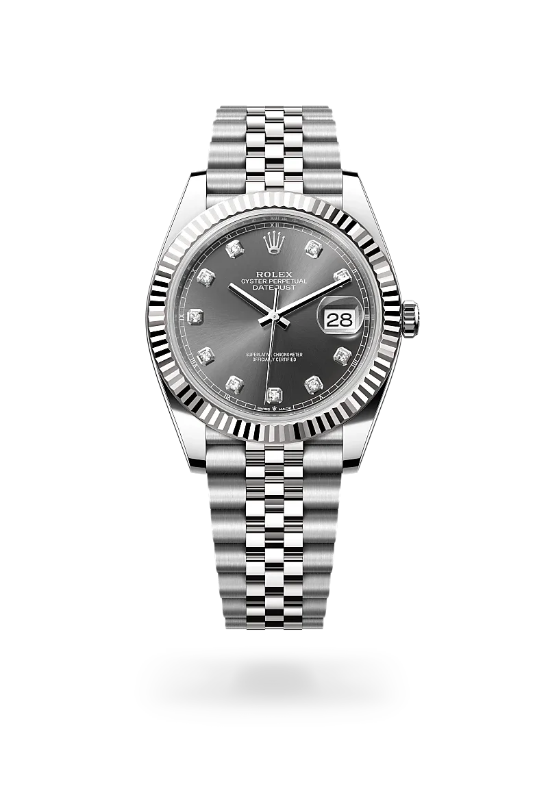 Rolex Datejust Oyster, 41 mm, Edelstahl Oystersteel und Weißgold - M126334-0006 at Huber Fine Watches & Jewellery