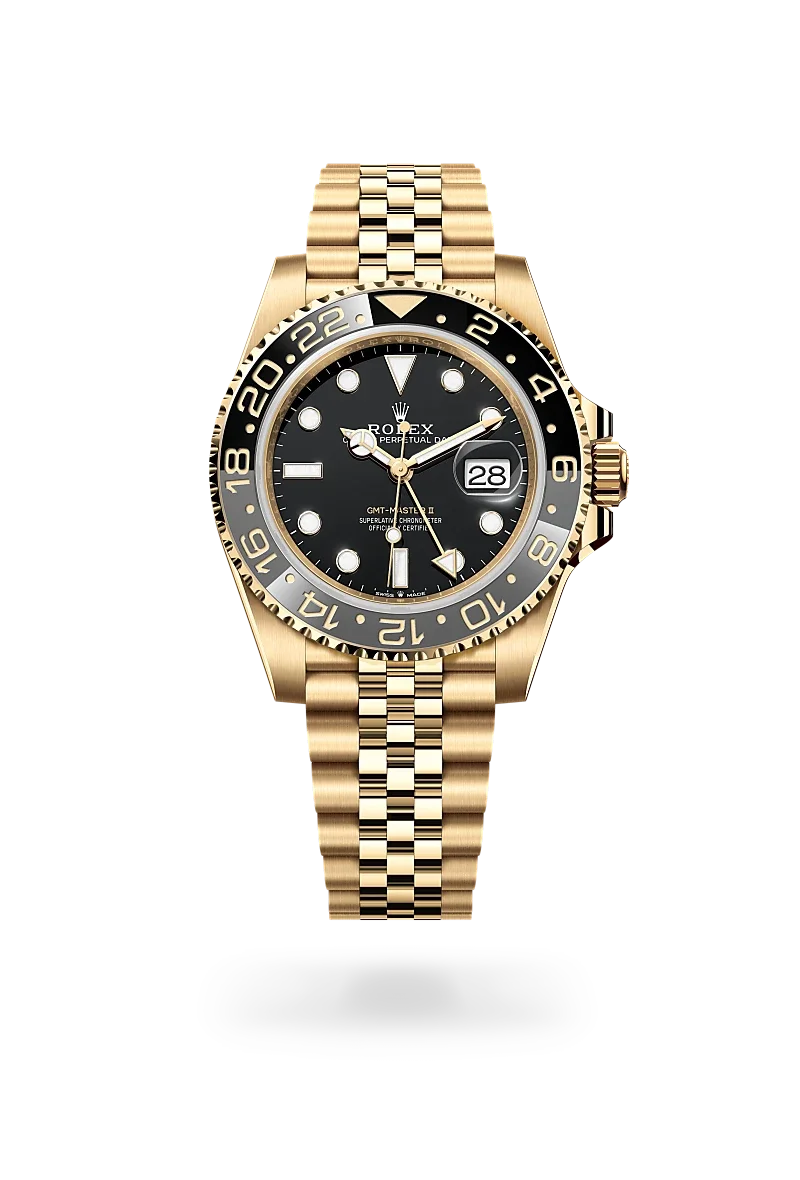 Rolex GMT-Master II Oyster, 40 mm, yellow gold - M126718GRNR-0001 at Huber Fine Watches & Jewellery