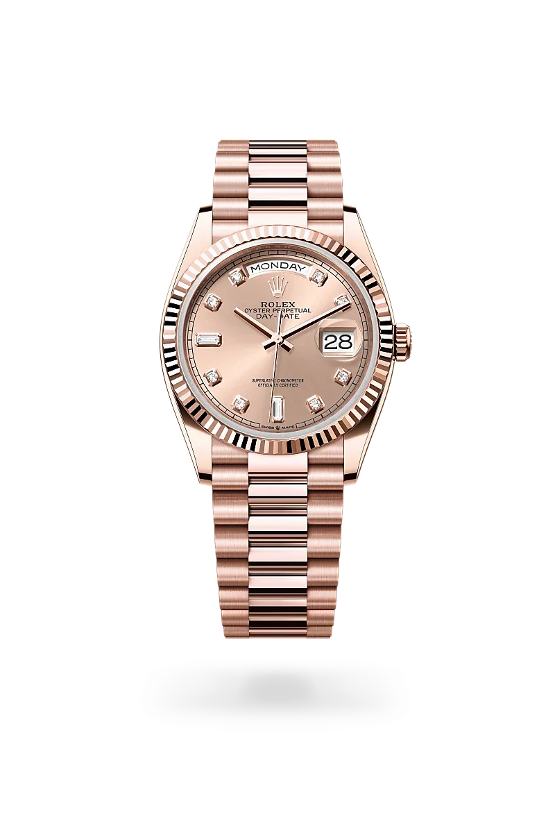 Rolex Day-Date Oyster, 36 mm, Everose-Gold - M128235-0009 at Huber Fine Watches & Jewellery