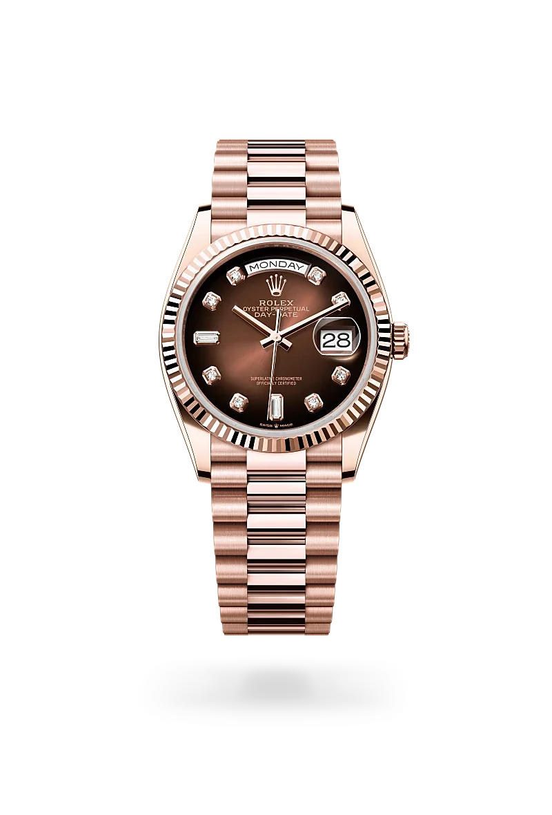 Rolex Day-Date Oyster, 36 mm, Everose gold - M128235-0037 at Huber Fine Watches & Jewellery