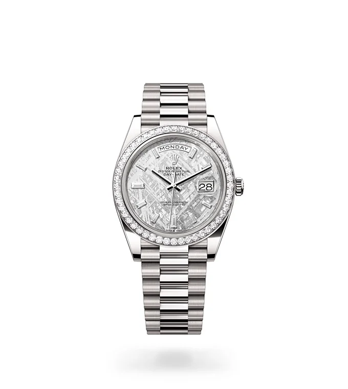 Rolex Day-Date Oyster, 40 mm, white gold and diamonds - M228349RBR-0040 at Huber Fine Watches & Jewellery