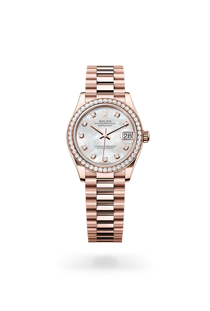 Rolex Datejust Oyster, 31 mm, Everose gold and diamonds - M278285RBR-0005 at Huber Fine Watches & Jewellery