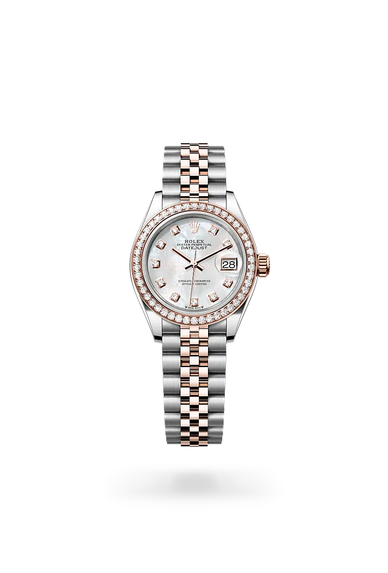 Rolex Lady-Datejust Oyster, 28 mm, Edelstahl Oystersteel und Everose-Gold mit Diamanten - M279381RBR-0013 at Huber Fine Watches & Jewellery