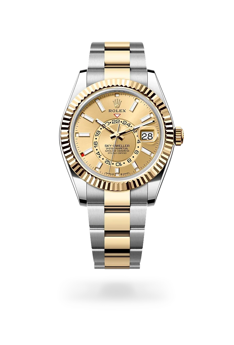 Rolex Sky Dweller in Yellow Rolesor combination of Oystersteel and yellow gold M336933 0001 Huber Fine Watches Jewellery